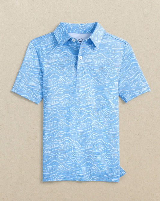Boys Driver Rolling Waves Printed Performance Polo | Southern Tide Kids|Sale
