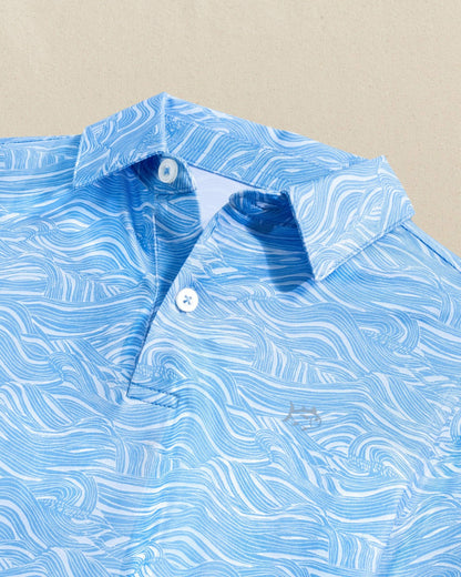 Boys Driver Rolling Waves Printed Performance Polo | Southern Tide Kids|Sale