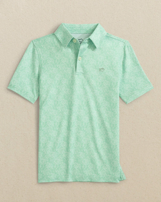 Boys Beach Palms Printed Performance Polo - Green | Southern Tide Kids|Sale