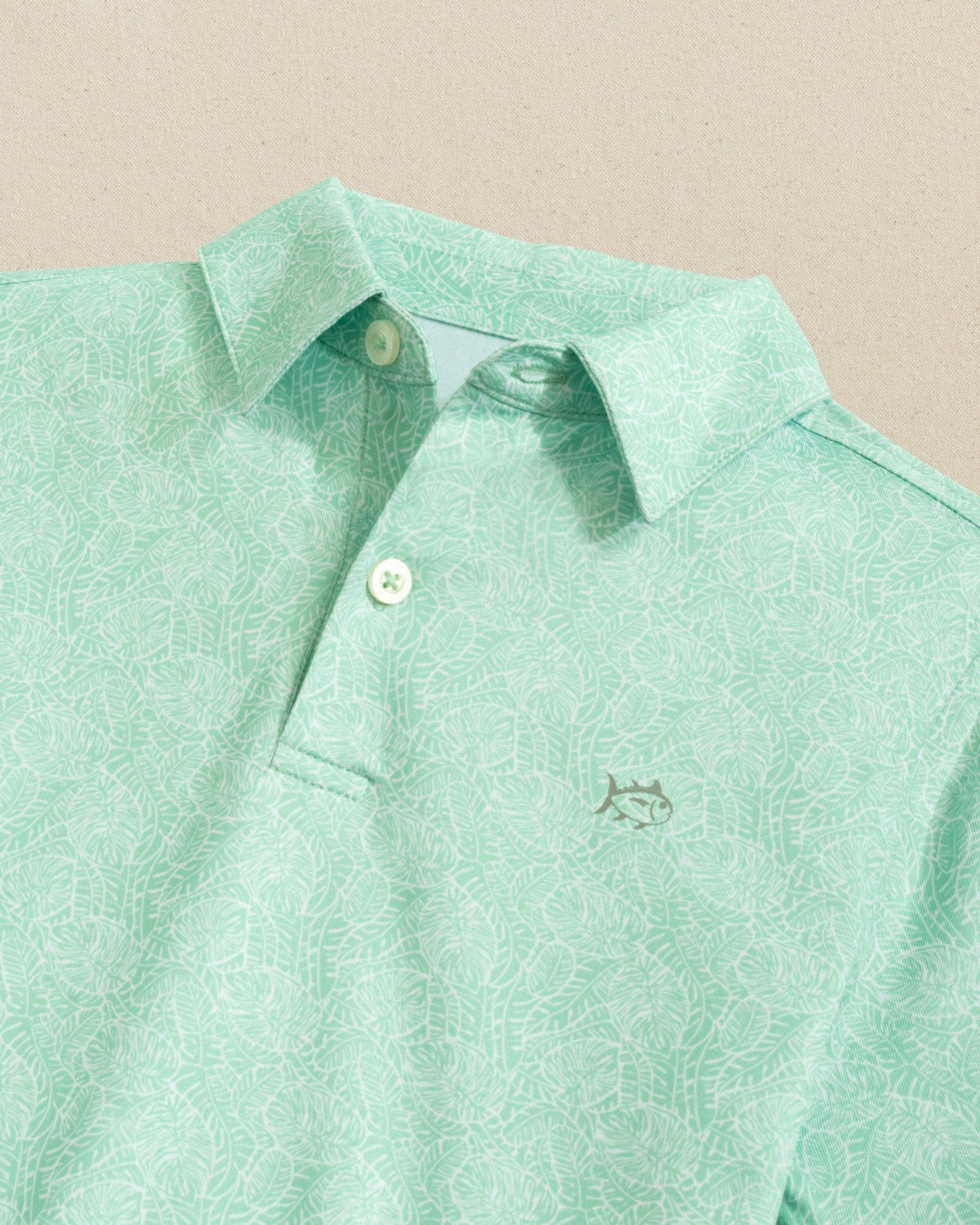 Boys Beach Palms Printed Performance Polo - Green | Southern Tide Kids|Sale