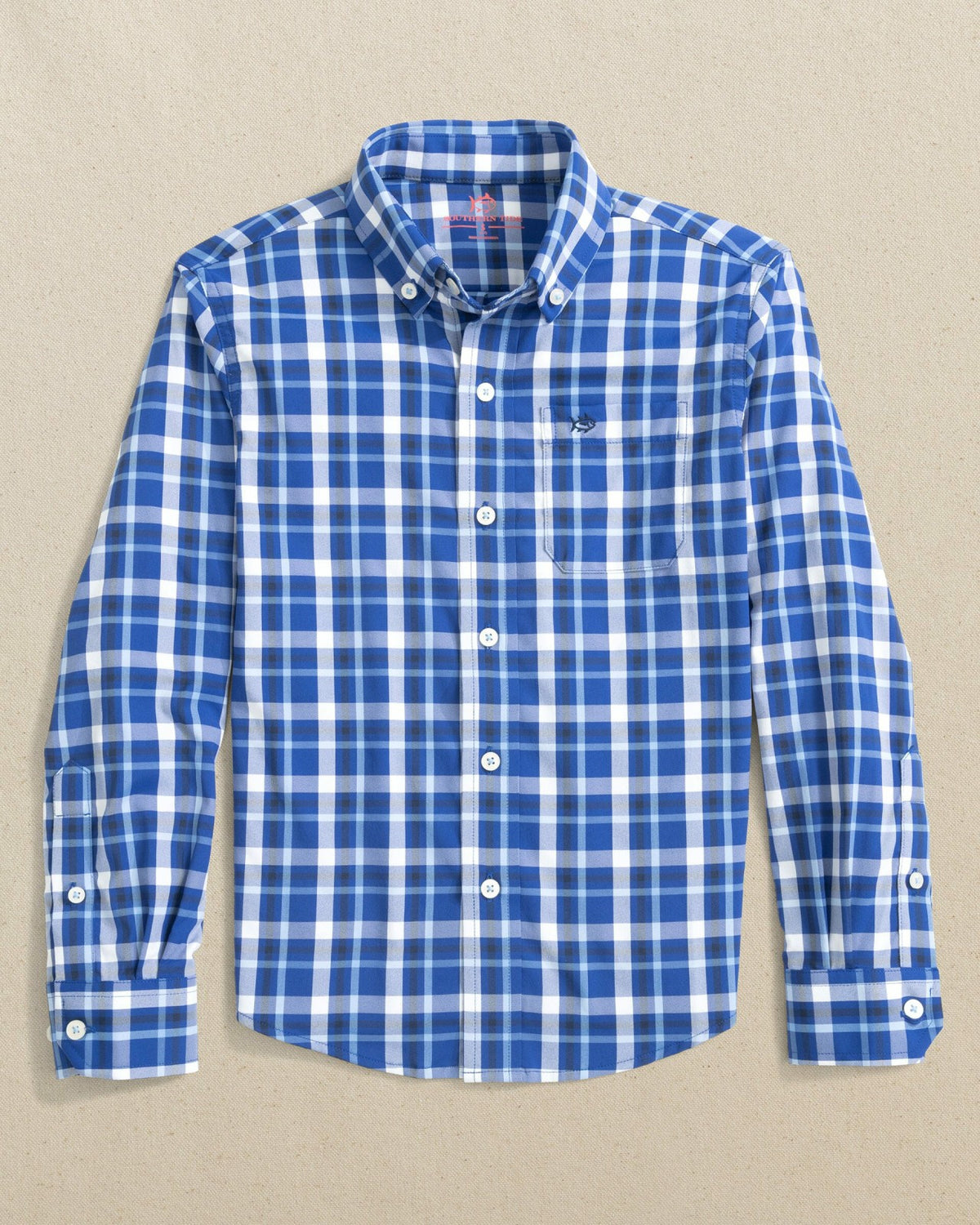 Boys River Ridge Plaid Long Sleeve Sport Shirt - Blue | Southern Tide Kids|Sale