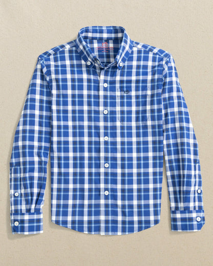 Boys River Ridge Plaid Long Sleeve Sport Shirt - Blue | Southern Tide Kids|Sale