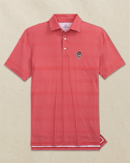 NC State Wolf Head Driver Dunes Edge Plaid Polo | Southern Tide Collegiate