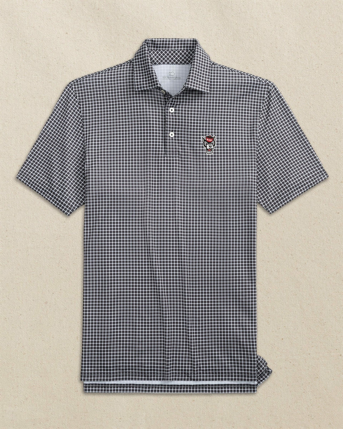 NC State Wolf Head Driver Dunes Edge Plaid Polo | Southern Tide Collegiate