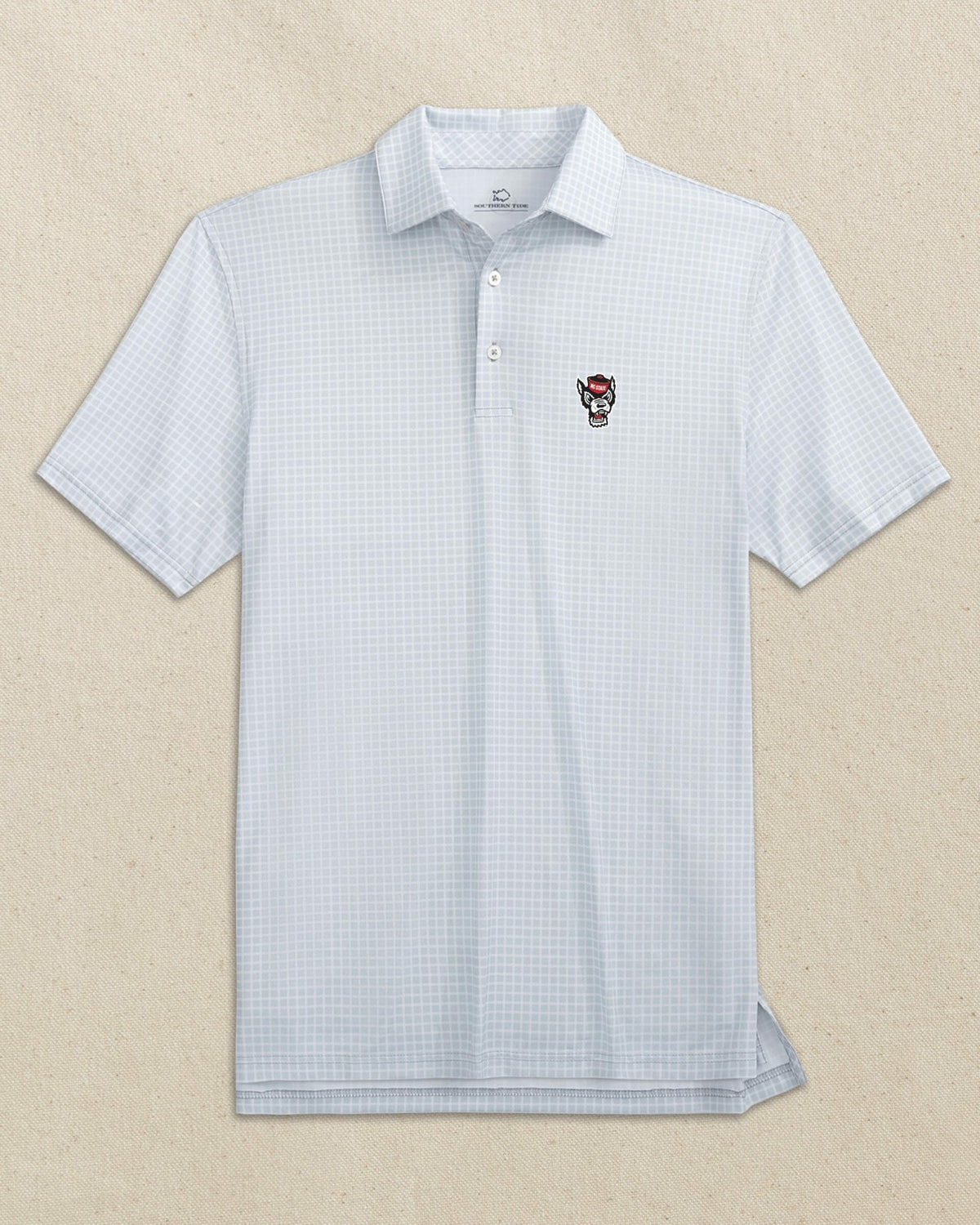 NC State Wolf Head Driver Dunes Edge Plaid Polo | Southern Tide Collegiate