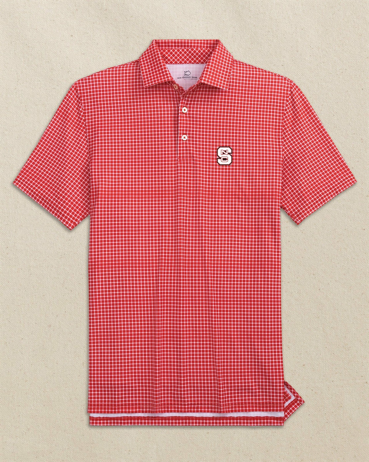 NC State Wolfpack Driver Dunes Edge Plaid Polo | Southern Tide Collegiate