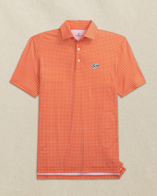 Oklahoma State Cowboys Dunes Edge Plaid Polo | Southern Tide Collegiate