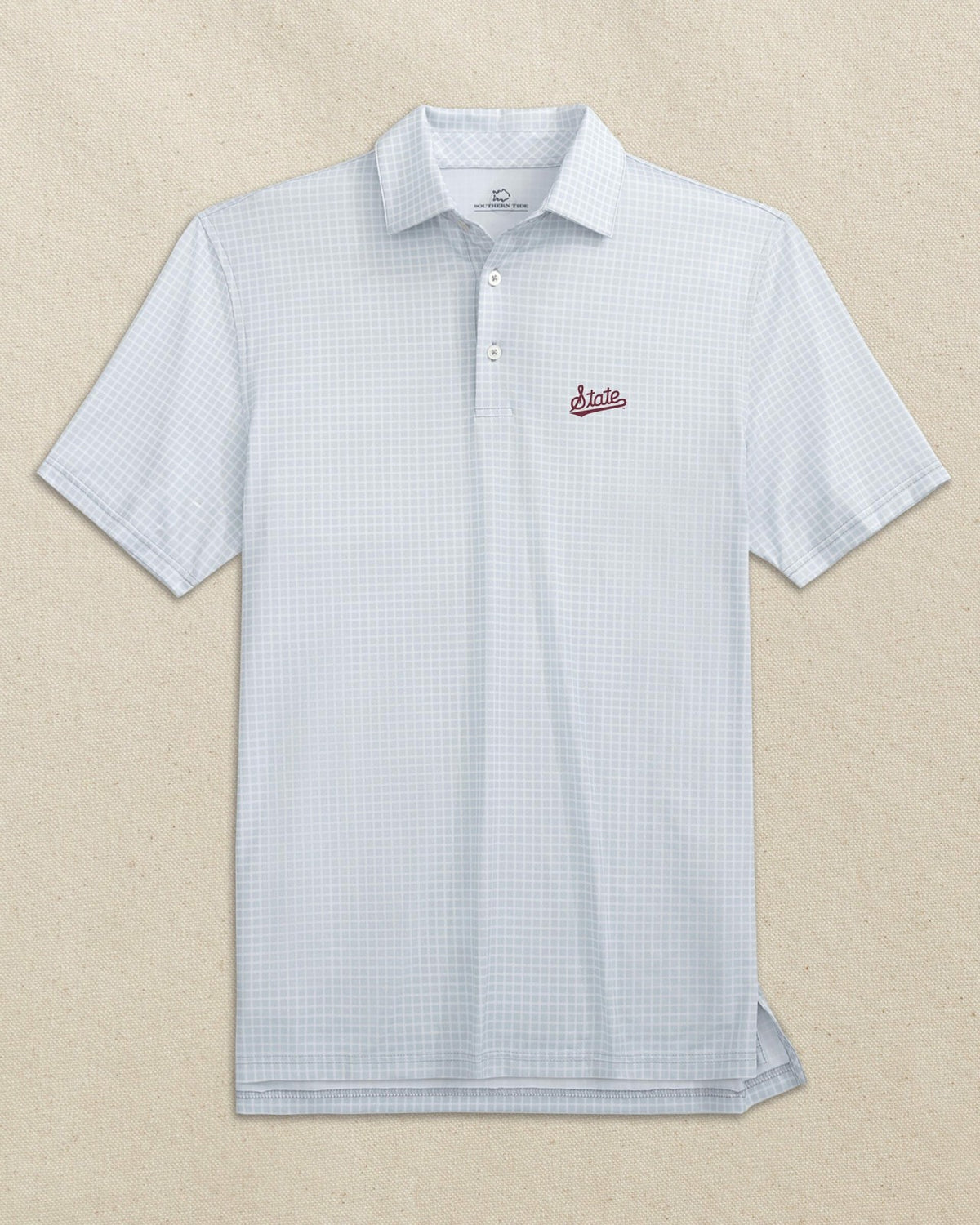 Mississippi State Script Dunes Edge Plaid Polo | Southern Tide Collegiate