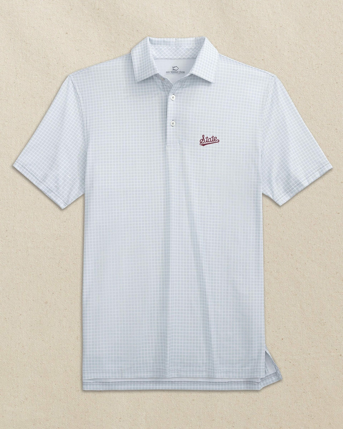 Mississippi State Script Dunes Edge Plaid Polo | Southern Tide Collegiate