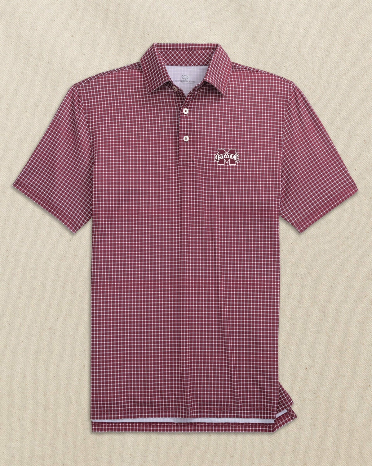 Mississippi State Bulldogs Dunes Edge Plaid Polo | Southern Tide Collegiate