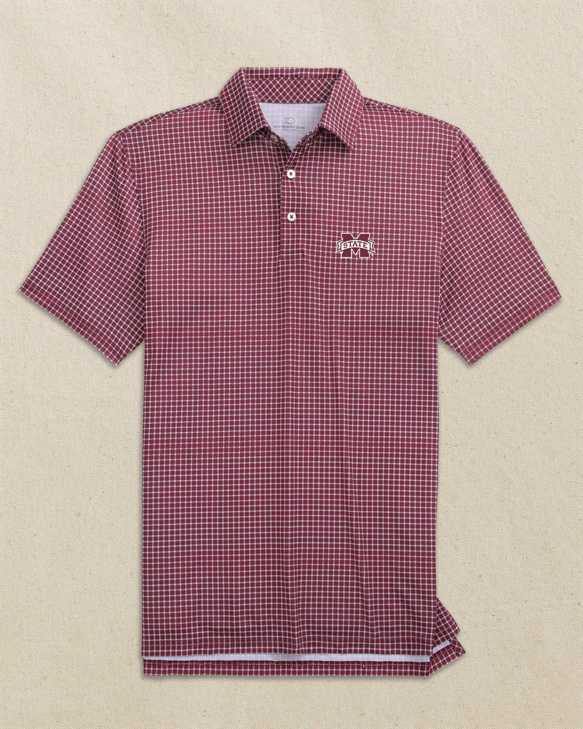 Mississippi State Bulldogs Dunes Edge Plaid Polo | Southern Tide Collegiate
