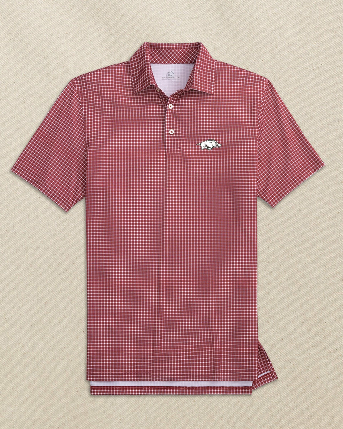 Arkansas Razorbacks Driver Dunes Edge Plaid Polo | Southern Tide Collegiate