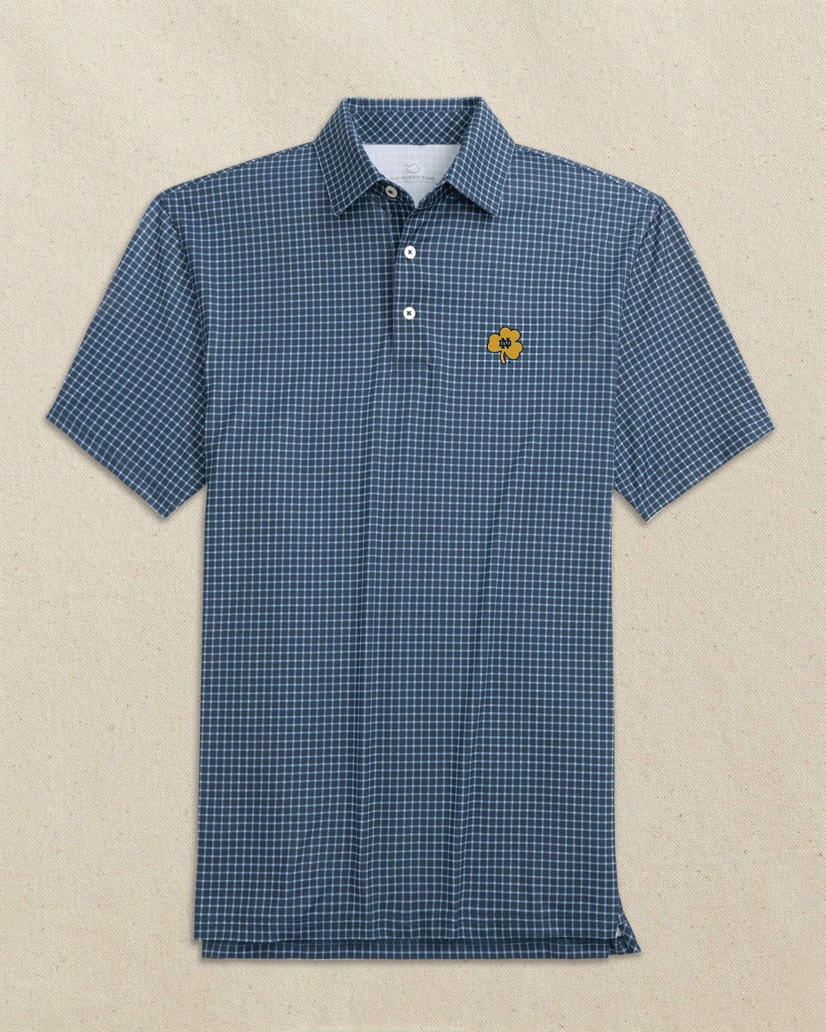 Notre Dame Shamrock Driver Dunes Edge Plaid Polo | Southern Tide Collegiate