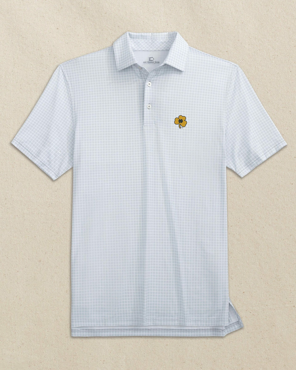 Notre Dame Shamrock Driver Dunes Edge Plaid Polo | Southern Tide Collegiate