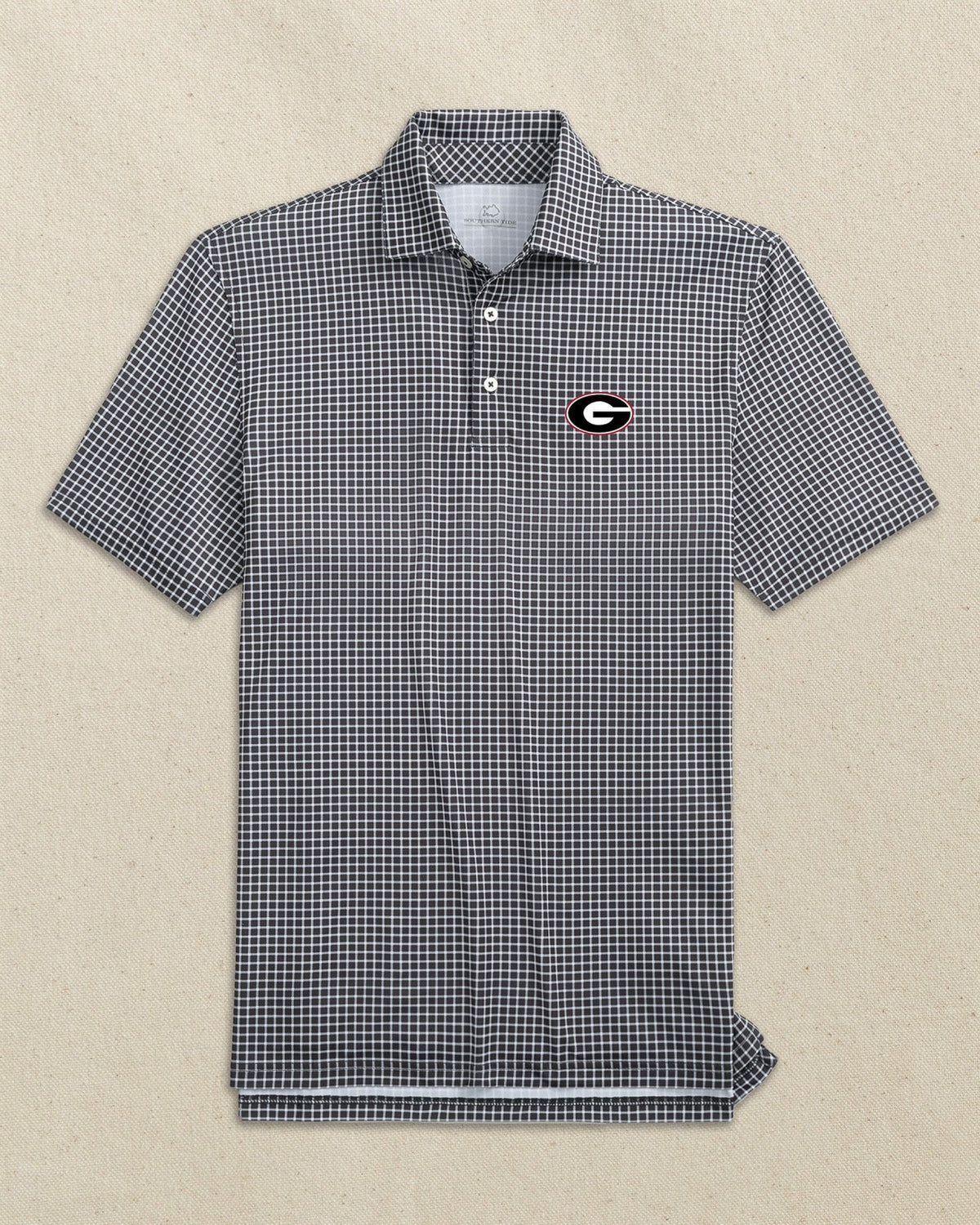 Georgia Bulldogs Oval G Dunes Edge Plaid Polo | Southern Tide Collegiate