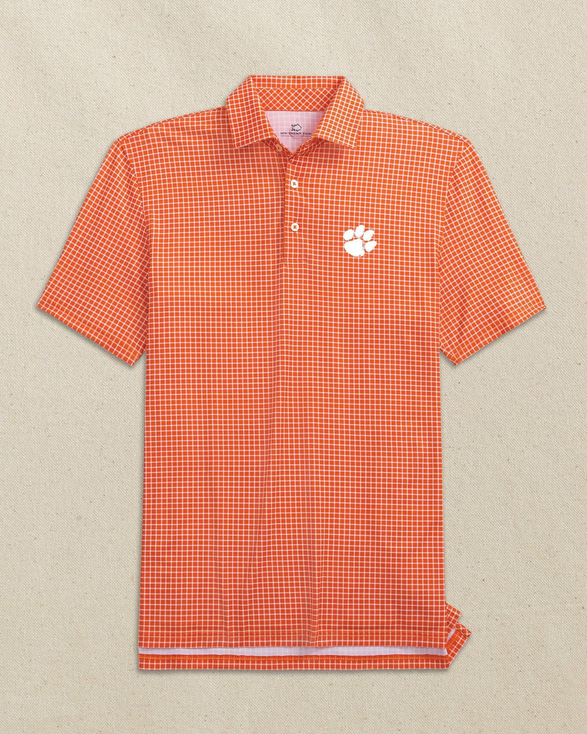 Clemson Tigers Driver Dunes Edge Plaid Polo | Southern Tide Collegiate