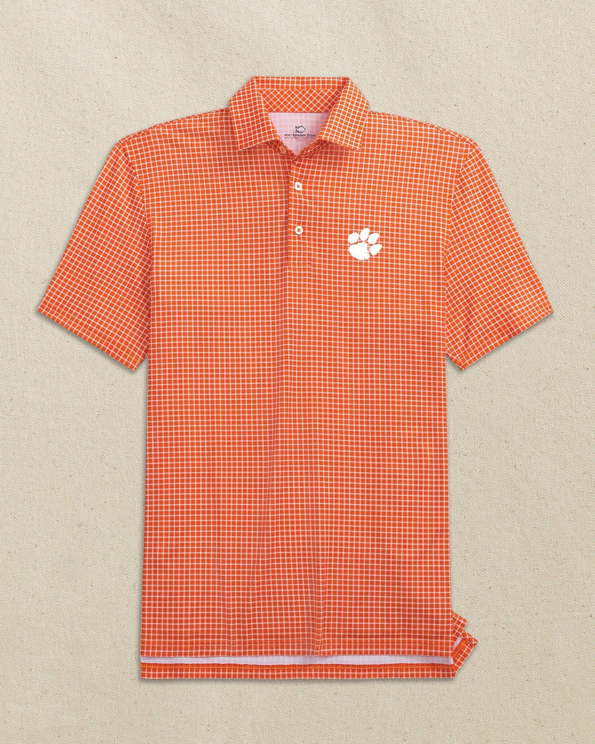 Clemson Tigers Driver Dunes Edge Plaid Polo | Southern Tide Collegiate