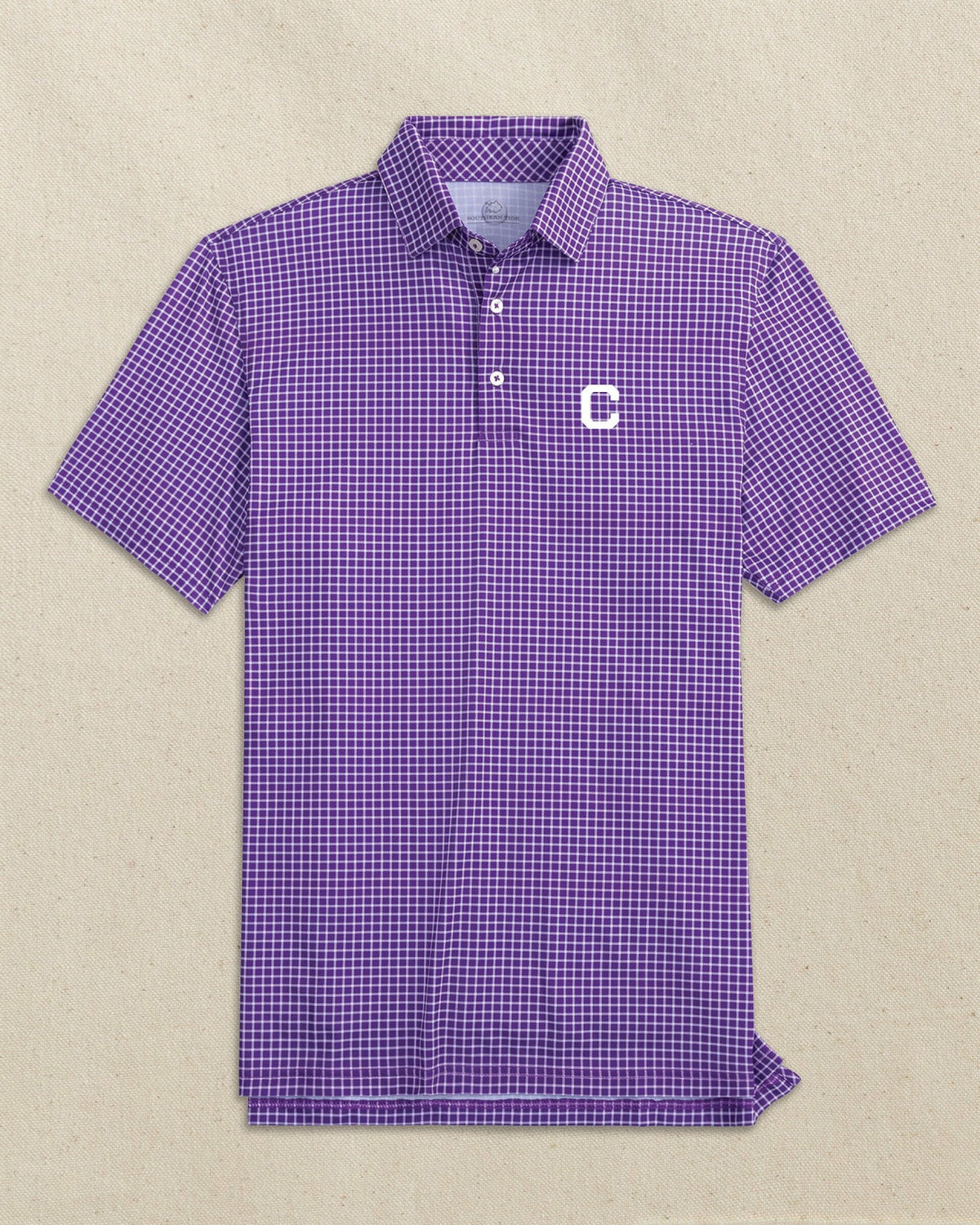 Clemson Tigers Block C Dunes Edge Plaid Polo | Southern Tide Collegiate