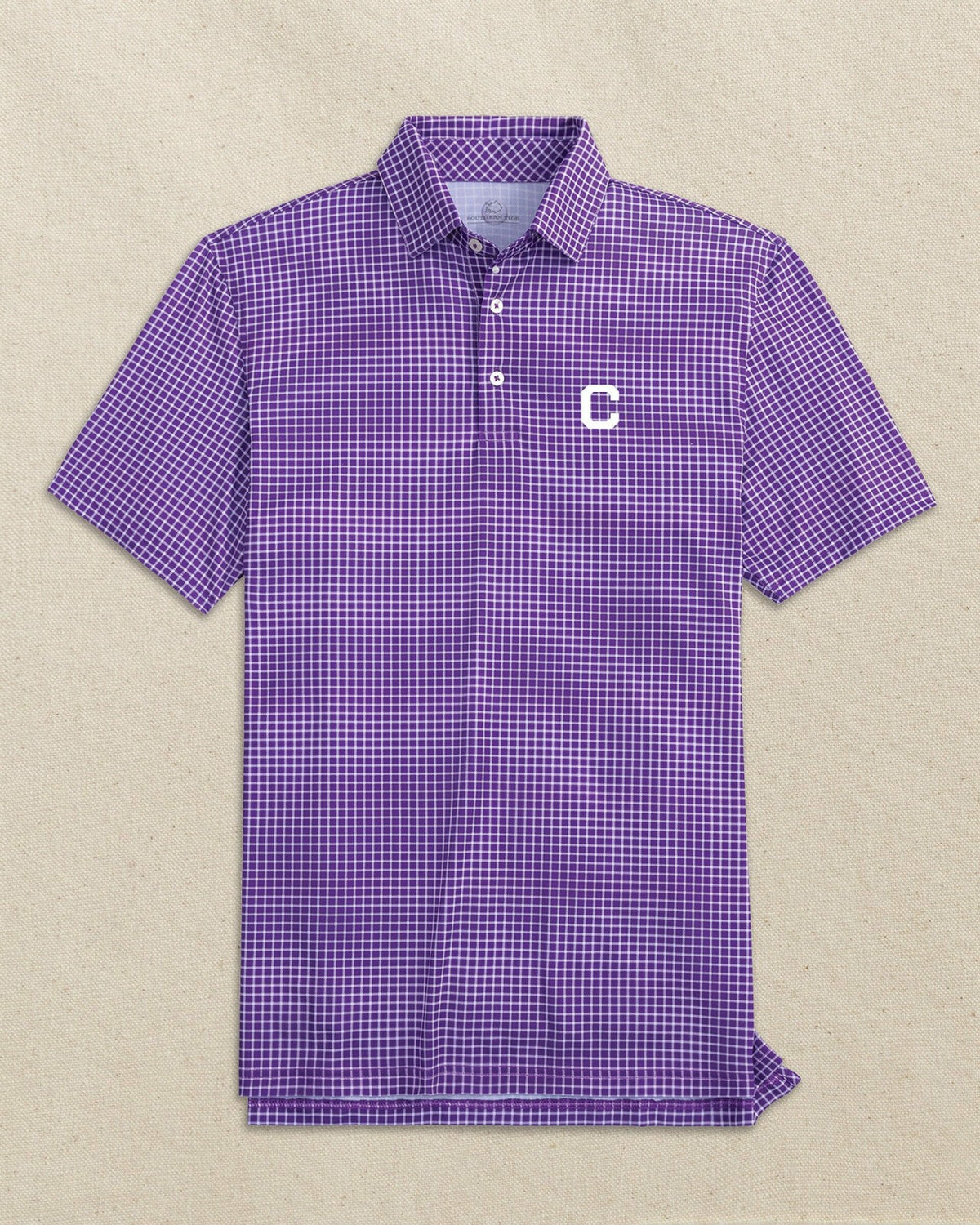 Clemson Tigers Block C Dunes Edge Plaid Polo | Southern Tide Collegiate