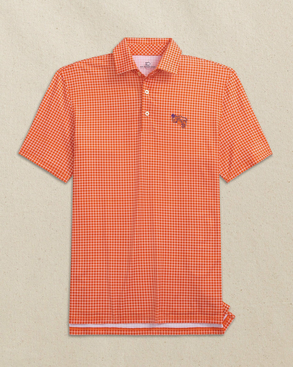 Clemson Gentleman Tiger Dunes Edge Plaid Polo | Southern Tide Collegiate