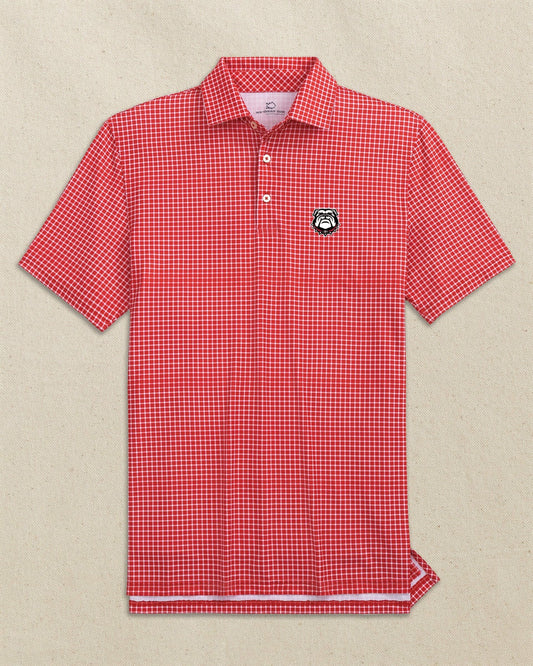 Georgia Bulldogs Head Dunes Edge Plaid Polo | Southern Tide Collegiate