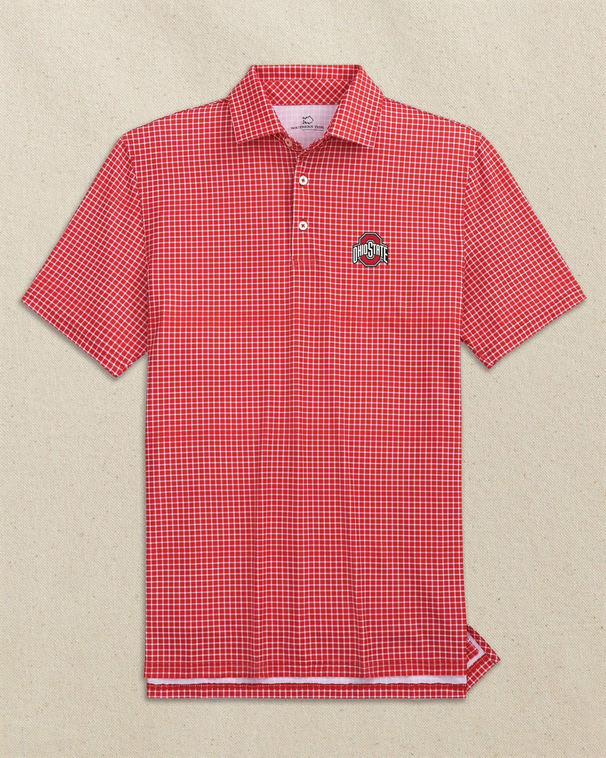 Ohio State Buckeyes Driver Dunes Edge Plaid Polo | Southern Tide Collegiate