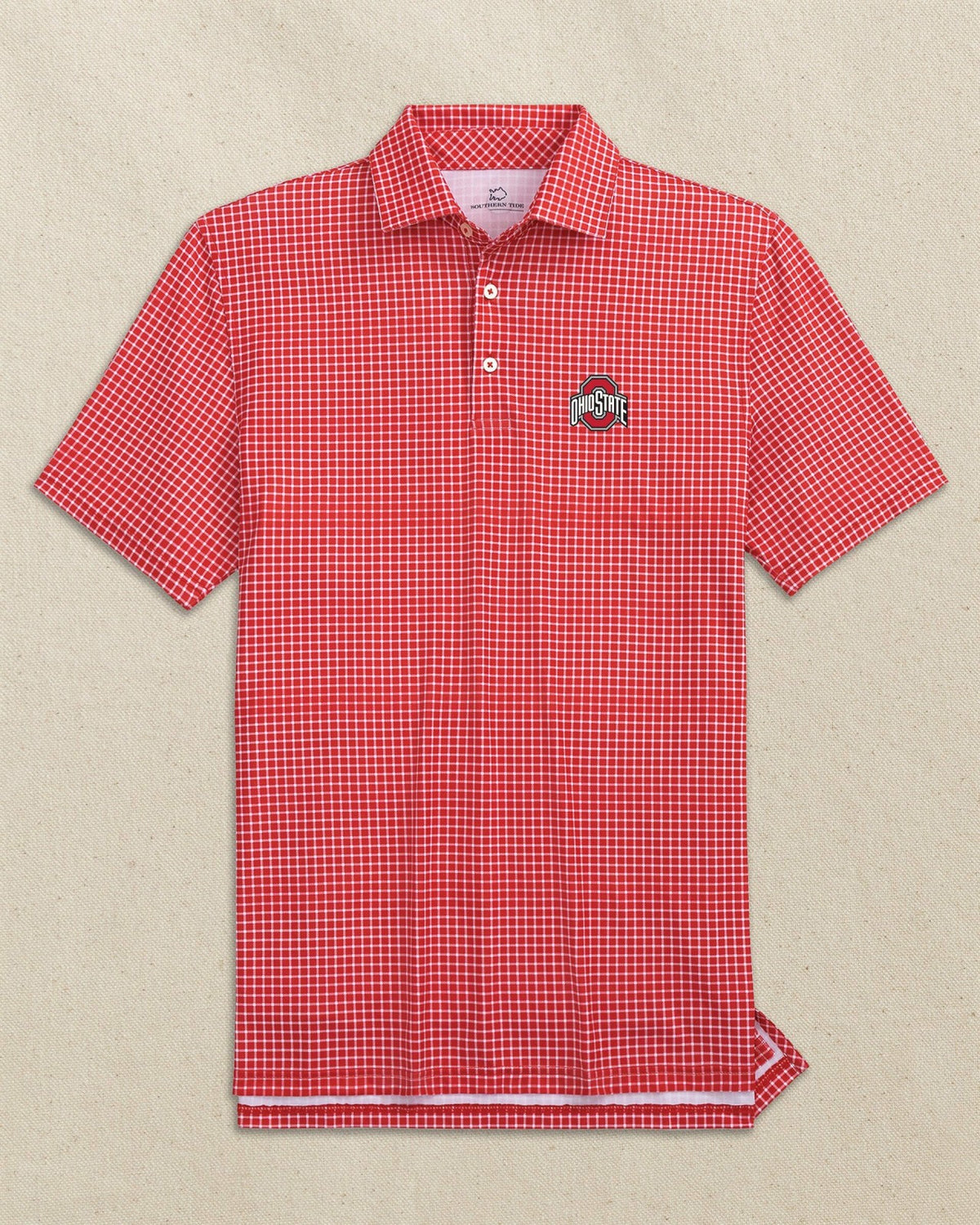 Ohio State Buckeyes Driver Dunes Edge Plaid Polo | Southern Tide Collegiate