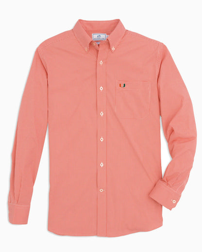 Miami Hurricanes Gingham Button Down Shirt Collegiate | Southern Tide Collegiate