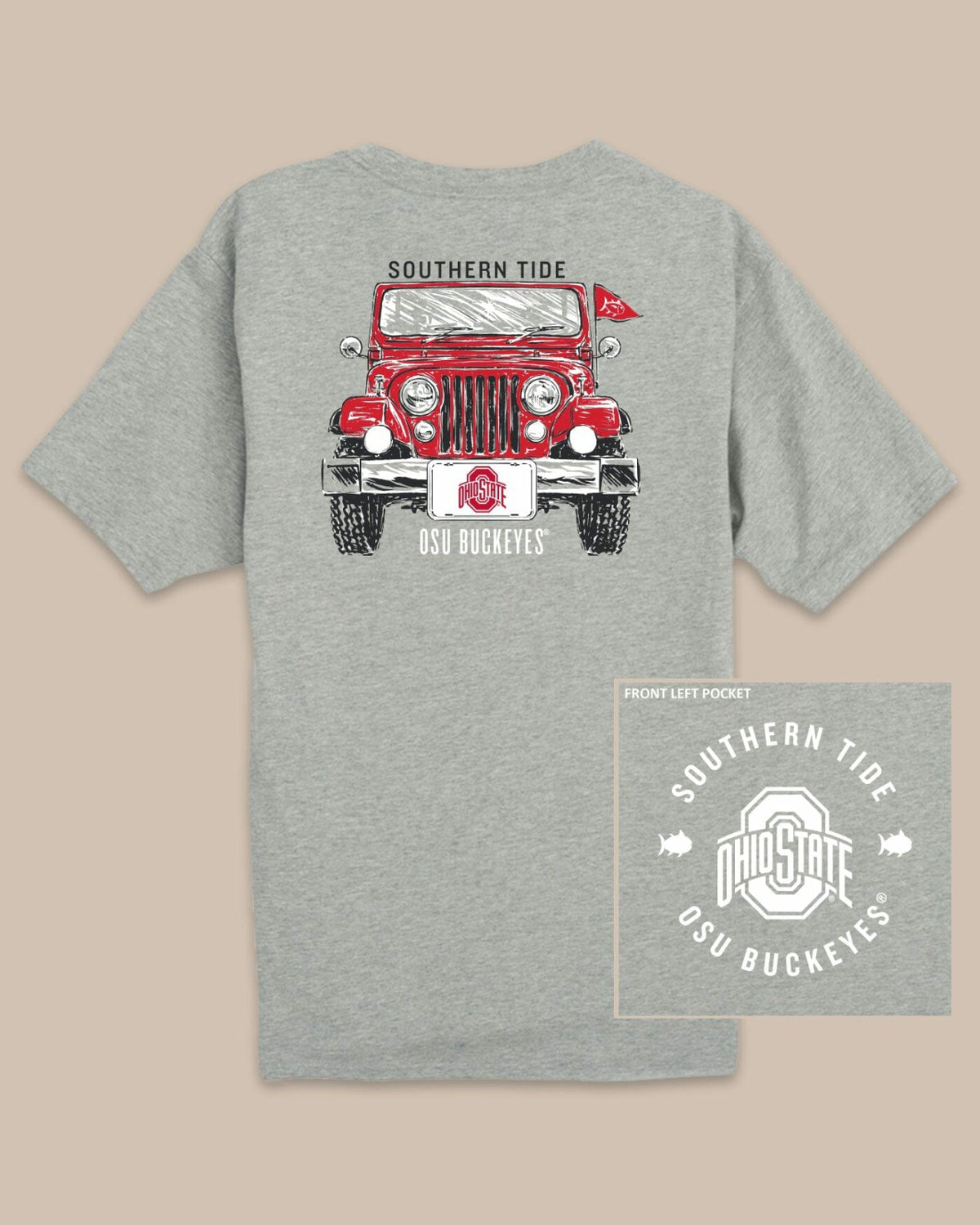 Ohio State Buckeyes Heather Front Plate T-Shirt | Southern Tide Collegiate