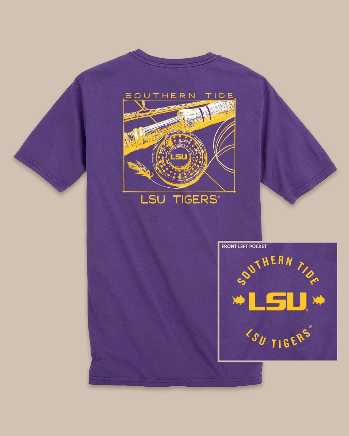 LSU Tigers Gameday Fly Reel T-Shirt | Southern Tide Collegiate