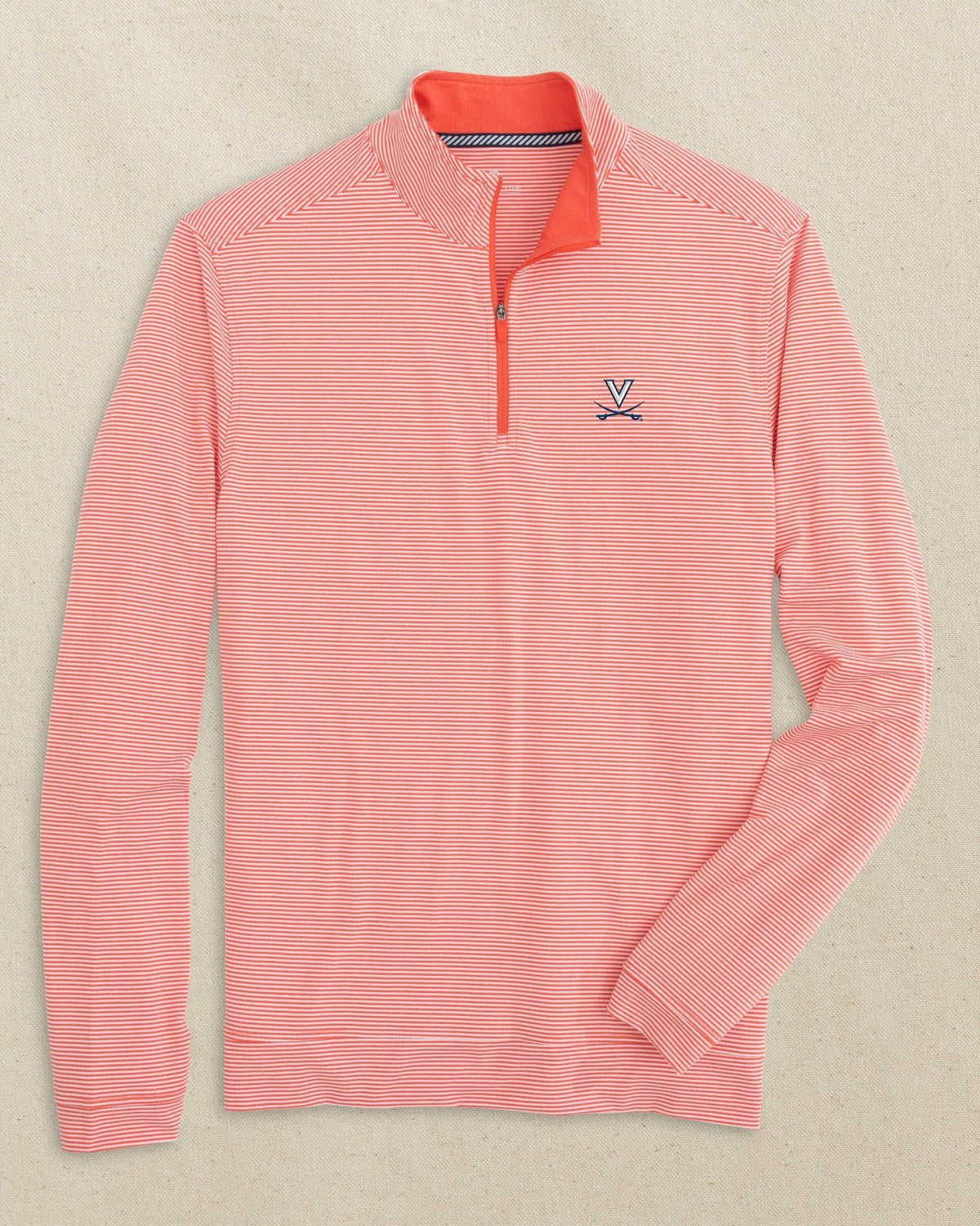 UVA Cavaliers Stripe Heather Quarter Zip | Southern Tide Collegiate