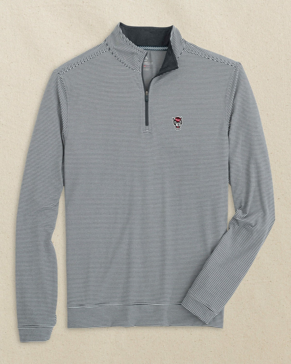 NC State Wolf Head Micro-Stripe Quarter Zip | Southern Tide Collegiate