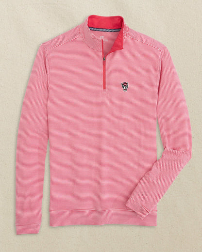 NC State Wolf Head Micro-Stripe Quarter Zip | Southern Tide Collegiate
