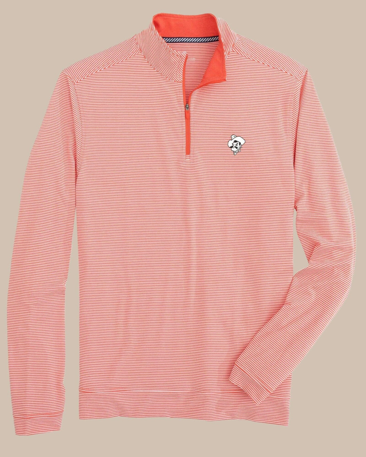 Oklahoma State Cowboys Stripe Heather Quarter Zip | Southern Tide Collegiate