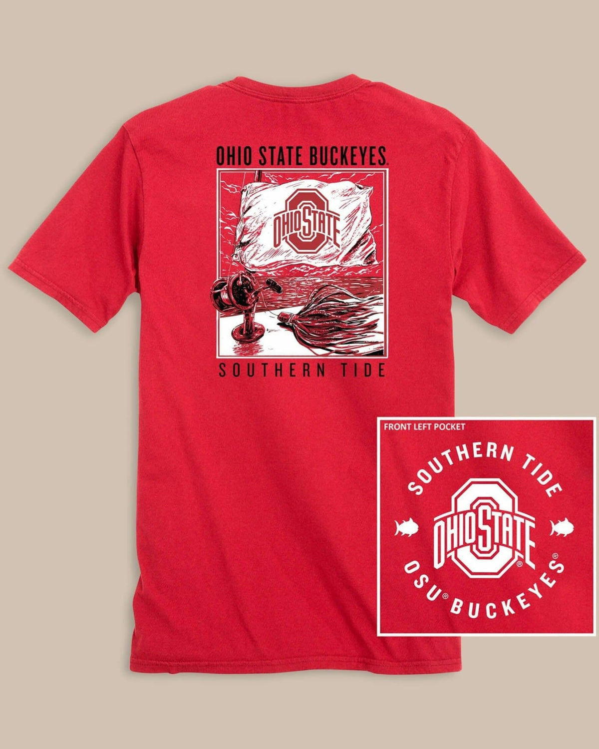 Ohio State Buckeyes Fishing Flag T-Shirt | Southern Tide Collegiate