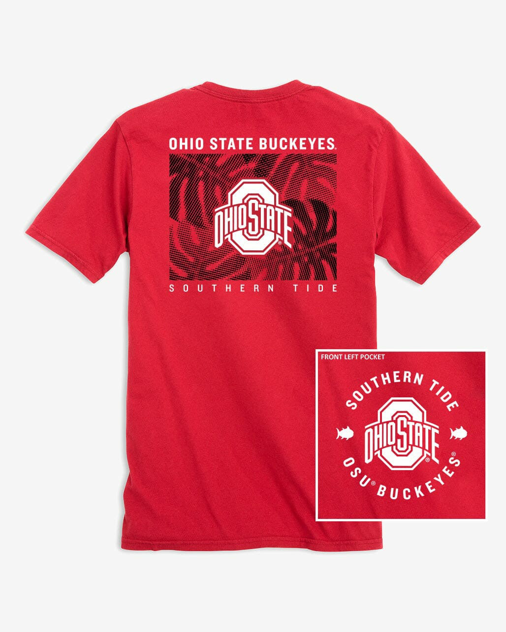 Ohio State Buckeyes Halftone Monstera T-Shirt | Southern Tide Collegiate
