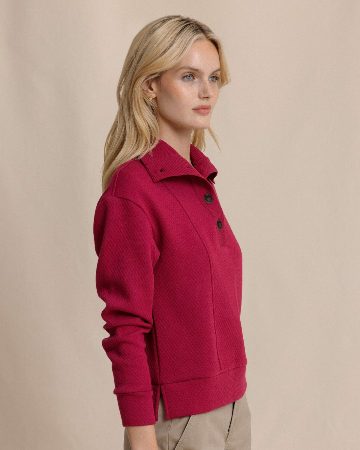 Tonya Button Mock Pullover - Carolina Plum | Southern Tide Sale