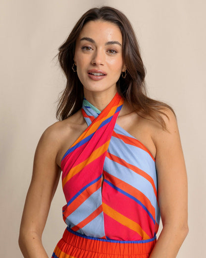 Fallon Calypso Cay Stripe Halter Top | Southern Tide Sale
